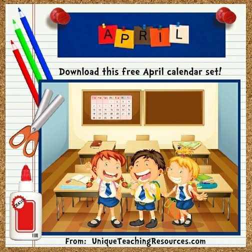 Free Printable April Classroom Calendar For School Teachers