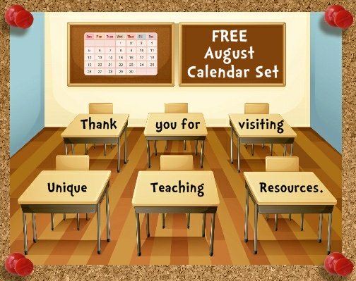 Free Printable August Classroom Calendar For Teachers To Download