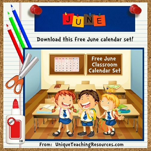 Free Printable June Classroom Calendar For School Teachers