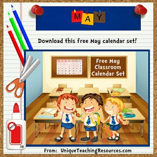 Free Printable May Classroom Calendar For School Teachers