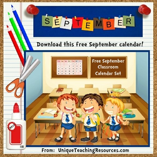 Free Printable September Classroom Calendar For School Teachers