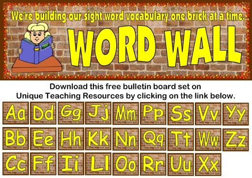 Download this free sight words bulletin board display set for elementary school teachers on Unique Teaching Resources.