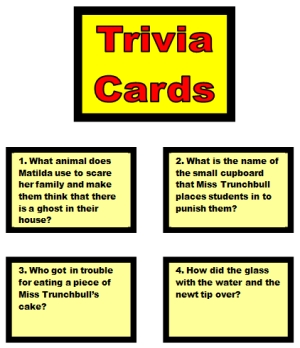 Monopoly Game Board Trivia Cards for Matilda by Roald Dahl