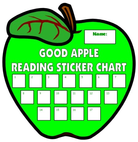 Reading Apple Sticker Charts and Templates for Elementary Students