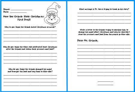 How the Grinch Stole Christmas Lesson Plans Comprehension Questions