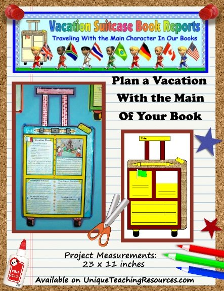 Fun Book Report Project Ideas - Main Character Vacation Suitcase Templates