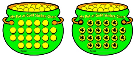 Pot of Gold St. Patrick's Day Sticker Chart Set
