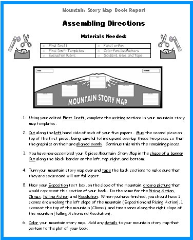 Directions for Mountain Book Report Projects Graphic Organizer Templates