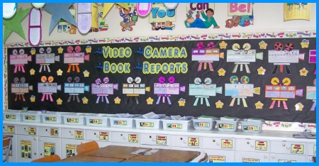 Fun Book Report Projects Movie Cameras Bulletin Board Displays Example for Reading