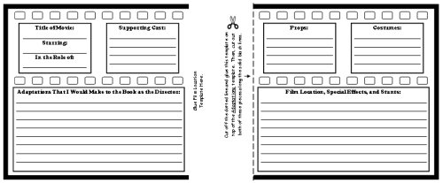 Movie Camera Book Report Templates and Graphic Organizers