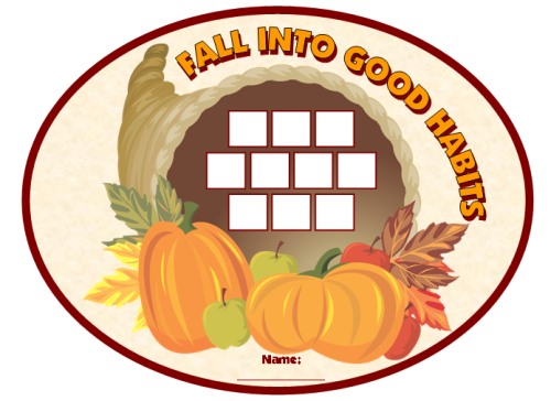 Thanksgiving Sticker Chart Template Fall Into Good Habits