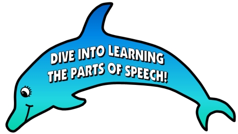 Teaching Resources for the 8 parts of speech bulletin board display examples with dolphin templates