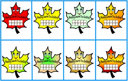 Reading Leaf Sticker Charts and Templates for Fall, Autumn and Thanksgiving