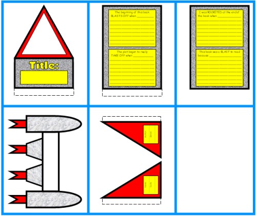 Rocket Book Report Project Color Templates and Worksheets