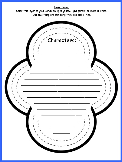 Sandwich Book Report Projects Onion Templates and Worksheets for Characters