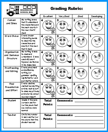School Bus Book Report Projects Grading Rubric