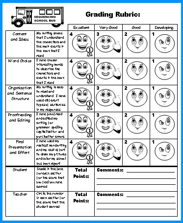 School Bus Book Report Projects Grading Rubric