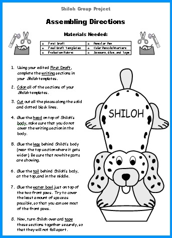 Shiloh Directions Worksheet for assembling group project