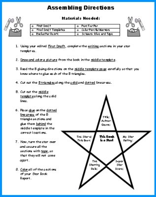 Book Report Projects Assembly Directions Star Shaped Project