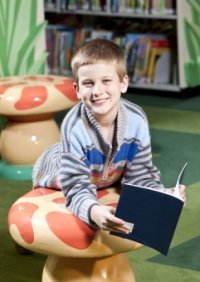 Library Boy Student Reading Picture Book