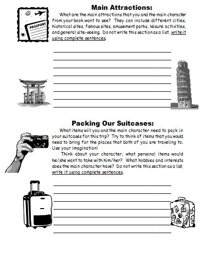 Vacation Suitcase Book Report Projects First Draft Printable Worksheets