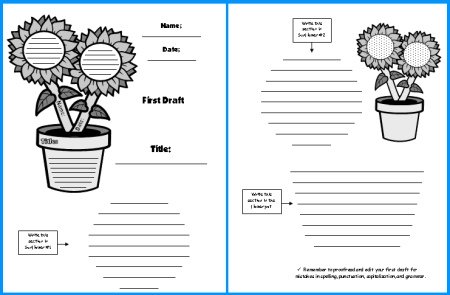 Sunflower Creative Writing First Draft Writing Worksheets