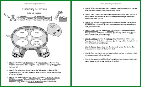 Turtle Book Report Project Assembly Directions for Teachers and Students