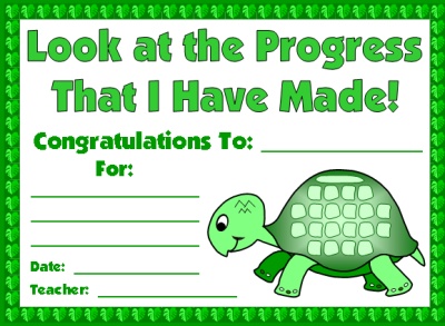 Turtle Sticker Charts Award Certificate