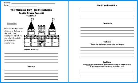 Whipping Boy Castle Project First Draft Writing Worksheets