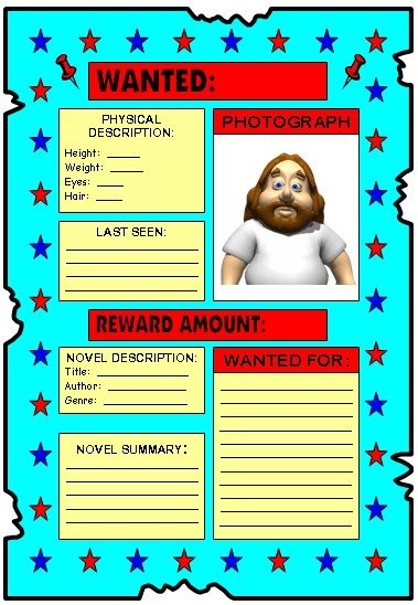 Wanted Poster Book Report Projects for Elementary School Students