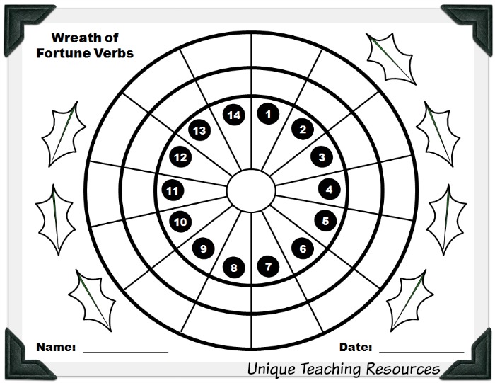 This is the student worksheet for the Christmas verbs powerpoint lesson.