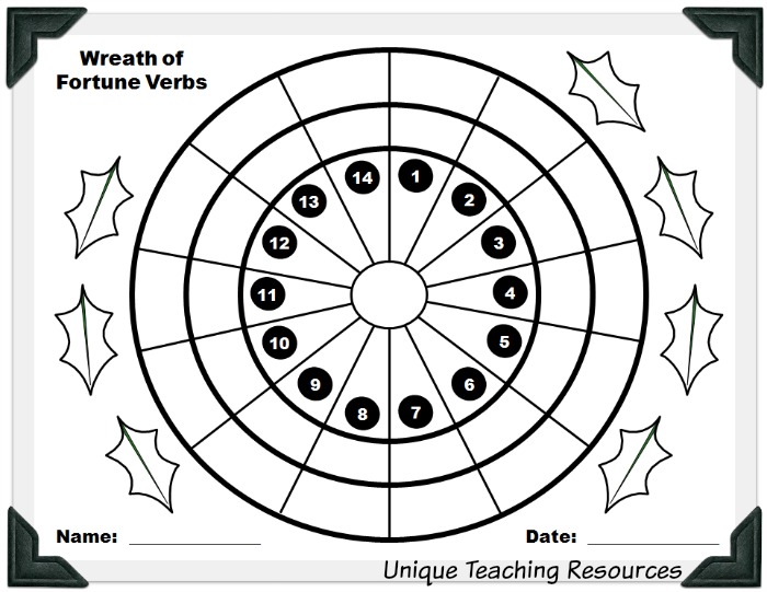 This is the student worksheet for the Christmas verbs powerpoint lesson.