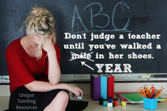 Don't judge a teacher until you've walked a mile in her shoes.  Funny teacher meme