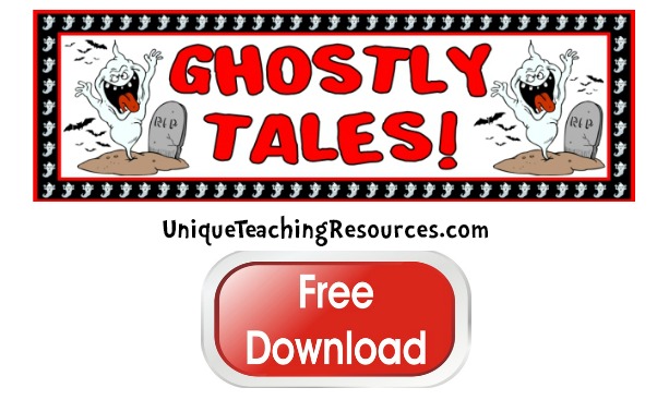 Click here to download this free Halloween Ghostly Tales bulletin board display banner.