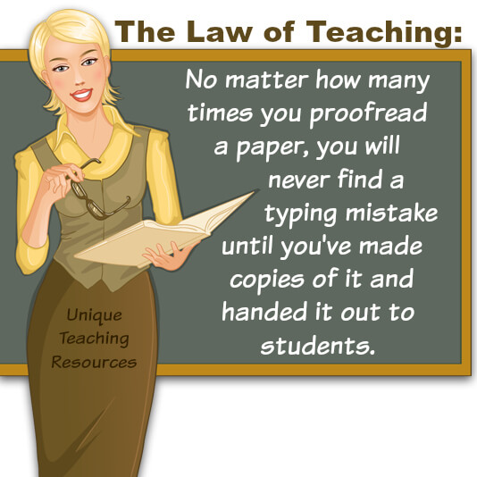 Funny teaching saying about proofreading typing mistakes.