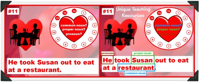Valentine's Day Powerpoint Lesson:  common nouns, proper nouns, and pronouns